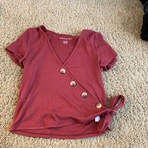 American Eagle red cropped shirt